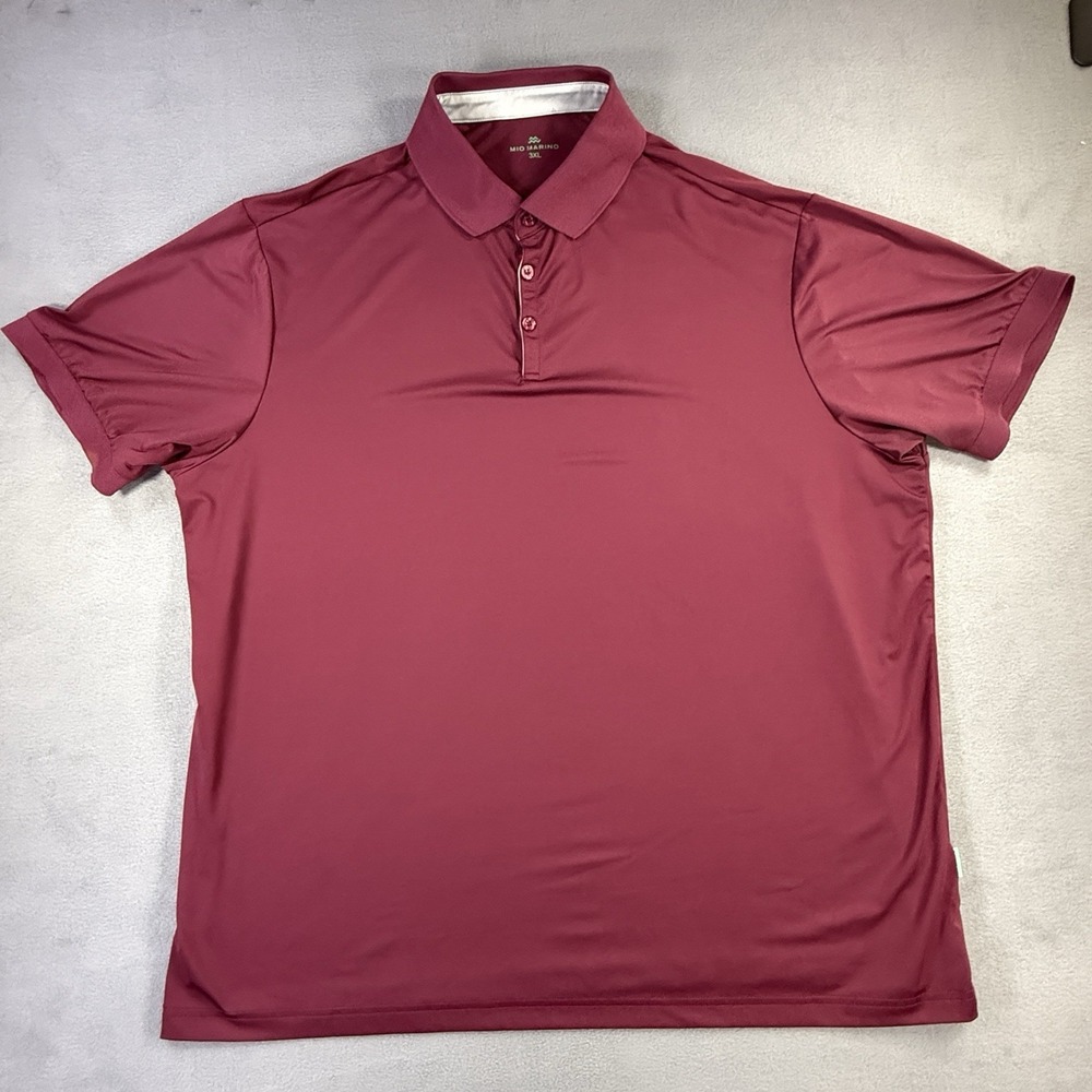Mio Marino Polo Maroon Short Sleeve Collared Men's Shirt Size‎ 3XL